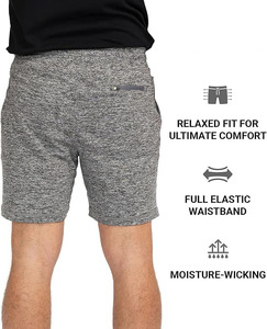 Shorts pour hommes en polyester et coton respirant de haute qualité, coupe ample, taille mi-haute, avec logo personnalisé, pour la gym et les loisirs, vente en gros usine - Product Image 2