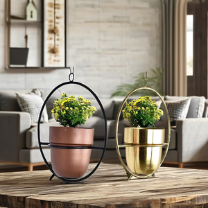 Jardinière suspendue en fer style ferme, finition dorée, utilisation au sol, vente en gros, meilleurs prix d'usine, dernières nouveautés, logo personnalisé, décoration intérieure - Product Image 4