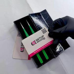 GETUP BROSONS IMPEX แหนบดัดขนตาสแตนเลสป้องกันไฟฟ้าสถิตย์ สีเขียว ด้ามจับเพชร ปลายเรียบ ขนาด 10 มม. - Product Image 5