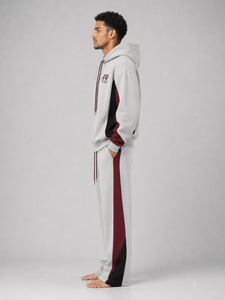 Ensemble de survêtement oversize : sweat à capuche et pantalon de jogging assorti en mélange de coton pour homme – Style décontracté, streetwear, idéal pour la gym et l'entraînement, coupe décontractée et douce - Product Image 5