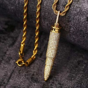 Collar con Colgante de Plata 925 Chapado en Oro, Estilo Hip Hop, con Forma de Espiga y Moissanita, Unisex, para Regalo - Product Image 5