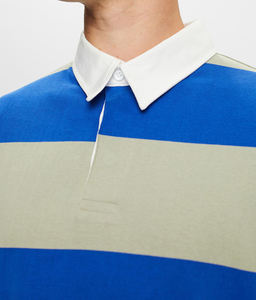 Polo de rugby à manches longues pour homme avec rayures cousues, logo brodé personnalisé, polo de rugby à manches longues - Product Image 3