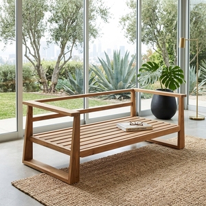 Modern Solid <b>Wood</b> Daybed <b>Sofa</b> Elegant Open Slatted <b>Frame</b> Wooden Lounge Couch <b>For</b> Rustic Living Room Setup Art Design Pure Art - Product Image 4