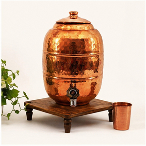 Handcrafted Pure Copper Water Dispenser with Hammered Design Leakproof Tap and Lid for Home Kitchen Ayurvedic Water Storage - Product Image 2