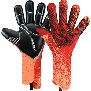Gants de gardien de but de football Econex Sports, doigts entièrement couverts, rouge et noir, cuir et latex, antidérapants, respirants, fermeture à lacets, unisexe - Product Image 1