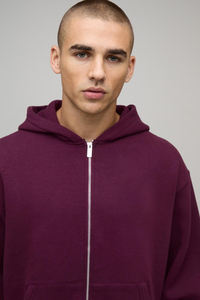 เสื้อฮู้ดดี้สตรีทแวร์แบบโอเวอร์ไซส์ ยูนิเซ็กซ์ แบรนด์ตามสั่ง ตัวอย่างฟรี พร้อมปักโลโก้ตามต้องการ ผ้าฝ้าย 100% ซิปหน้า เป็นมิตรกับสิ่งแวดล้อม สำหรับฤดูใบไม้ร่วง - Product Image 3