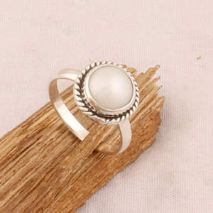 Pearl <b>Ring</b> <b>925</b> Sterling <b>Silver</b> Handmade Band Bezel Setting <b>Ring</b> For Her - Product Image 6