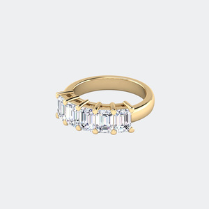 Bague en or plaqué avec cinq diamants taille émeraude cultivés en laboratoire, certifiée IGI, bijoux de luxe pour femmes, pour mariage - Product Image 5