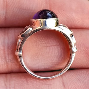 Amethyst <b>Ring</b> Handmade Sterling Silver Bezel Setting Natural Purple Oval Gemstone <b>Boho</b> Jewelry February Birthstone - Product Image 2