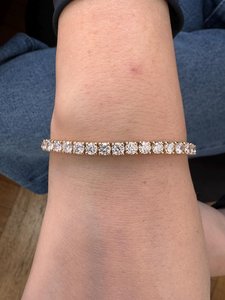 Magnifique bracelet tennis en diamants de laboratoire ronds de 3 mm, pour homme et femme, en or massif 14 carats, cadeau de mariage classique et surprise pour les amoureux - Product Image 2