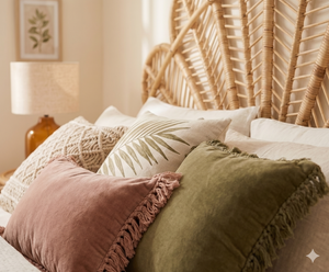 Tête de lit en rotin naturel bohème, tissée à la main, en forme de fleur, taille King, en canne à pétales, pour mobilier de chambre à coucher (vente en gros) - Product Image 5