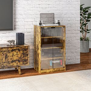 Mobile Porta TV a 5 Ripiani in Stile Rustico Marrone con Ante in Vetro Temperato e Ripiani Regolabili, Gestione Cavi, Supporto per Soggiorno - Product Image 2