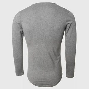 Chemise à manches longues pour homme, col en V, coton premium, coupe slim décontractée, sous-vêtement basique, vente en gros disponible, plusieurs couleurs - Product Image 2