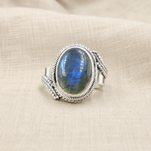 Blue Flash Labradorite <b>Statement</b> <b>Ring</b> 925 Sterling Silver Rose & Yellow Gold Plated Handmade Designer Gemstone <b>Ring</b> for Unisex - Product Image 5