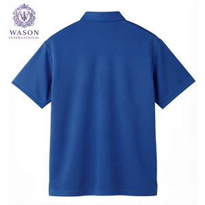 Polo Oxford à manches courtes bleu royal pour homme avec poche poitrine, tissu tissé uni décontracté - Product Image 2