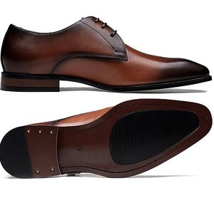 Zapatos de Cuero Color Marrón de Venta Caliente con MOQ Bajo, Zapatos Oxford Casuales de Negocios para Oficina, Zapatos Formales de Vestir con Cordones para Hombre, Transpirables - Product Image 5