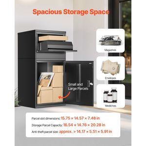 Cassetta Postale in Acciaio Zincato con Serratura per Pacchi e Design Antifurto, 38,6 Pollici, per Consegne Esterne - Product Image 4