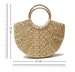 Handwoven Natural Straw Handbag with Wooden Handles Eco Friendly Summer Tote Purse - Product Image 2