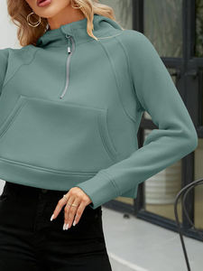 เสื้อฮู้ดผู้หญิงแฟชั่นใหม่ ลายพิมพ์ คอตั้ง แขนยาว ทรงหลวม สไตล์ครอป สำหรับฤดูใบไม้ร่วงและฤดูหนาว - Product Image 6