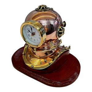 Vintage Brass Diving Helmet <b>Clock</b> Nautical Desk Decor Maritime Tabletop Timepiece Ocean Theme Office & Home Accent - Product Image 6