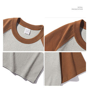 Custom Logo Luxury 300g Unisex Mock Collar Blank Oversized Heavyweight Breathable T-Shirt 100% Cotton Blank <b>Men's</b> T-shirts - Product Image 3