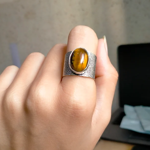Natural Tiger Eye Stone <b>Ring</b> Handmade <b>925</b> Sterling <b>Silver</b> Gemstone <b>Ring</b> Jewelry For Her - Product Image 1
