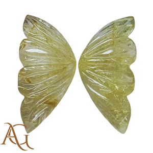 Quartz rutilé jaune naturel sculpté, gravure en intaglio Winks, pierre précieuse en vrac, fabrication de bijoux, vente en gros, calibré - Product Image 1