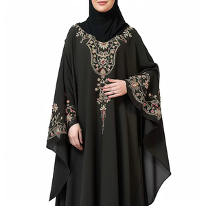 Abaya Musulmana con Estampado Floral, Estilo Islámico de Dubái y Catar 2026, Vestido Largo con Lentejuelas, Abaya Árabe para Mujer, Morado y Rojo - Product Image 4
