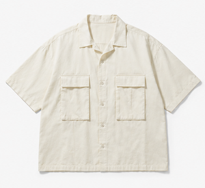 เสื้อเชิ้ตทำงานแขนสั้นคุณภาพสูงสำหรับผู้ชาย ทรงปกติ - Product Image 1