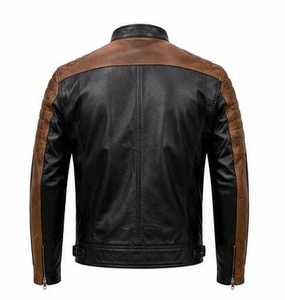 เสื้อแจ็คเก็ตหนังผู้ชายสไตล์นักขี่มอเตอร์ไซค์ คอตั้ง ปิดด้วยซิป - Product Image 4
