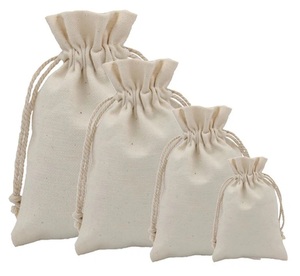 Bolsa de Algodón Ecológica Personalizada para Joyería, Bolsa de Regalo con Cordón, Bolsa de Compras de Algodón Suave - Product Image 1