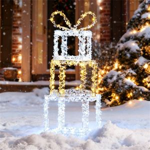 Scatole Regalo Natalizie Illuminate da 3 Piedi con 200 Luci LED Bianco Caldo/Freddo e Perline Acriliche Multicolore - Product Image 5