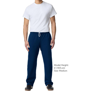 Men Trousers Navy Fleece Heavy Open Hem <b>Elastic</b> Drawstring Waist Casual Jogger Sweat Bottoms Relaxed - Product Image 4