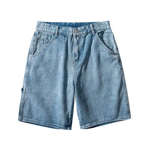 Pantalones cortos de mezclilla lavados para hombre, pantalones cortos retro informales para exteriores, tela ligera y cómoda - Product Image 4