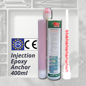 Mortier d'injection époxy pur à double composant, 400 ml, à durcissement lent et sans affaissement, pour la fixation des systèmes de montage de panneaux solaires - Product Image 1