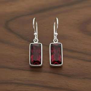 Pendientes colgantes de plata de ley con granate, piedra de nacimiento de enero, joyería de piedras preciosas finas para mujer, regalo - Product Image 4