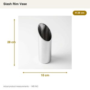 Vase à fleurs moderne minimaliste en laiton argenté poli miroir, en acier inoxydable, fait main, 28 cm, décoration de table pour la maison et l'hôtel - Product Image 5