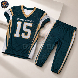 Meilleur fournisseur de vêtements d'équipe de football à marque privée, maillot de football américain personnalisé à motif uni et pantalon de protection - Product Image 3