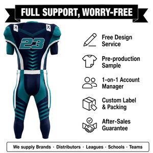 Ensemble d'uniformes de football américain sublimés sur mesure, col en V, manches courtes, tissu respirant, pantalon ajusté, adulte - Product Image 4