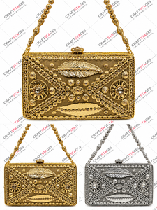 Elegante Bolso de Noche con Marco de Cuentas y Cadena, Cartera Metálica para Fiesta - Product Image 4