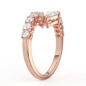 Bague Bypass Fantaisie à Deux Pierres en Diamant Taille Poire, Or Jaune, Pavé de Diamants Ronds Brillants Gradués, Bijoux de Mariage Toi et Moi - Product Image 3