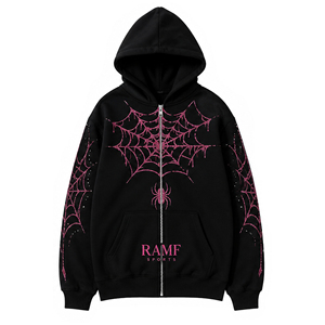 Custom 500gsm Manufacturers Zip up Acid Wash Spider Print Oversize logo Rhinestone <b>Black</b> 1.1 Clothing Hoodie for Men - Product Image 1