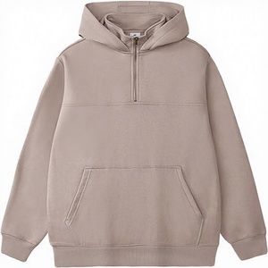 Sweat à capuche oversize pour homme 400 g/m² avec fermeture éclair quart de tour, respirant, en molleton de coton et polyester épais, personnalisable avec logo, pour l'hiver - Product Image 1