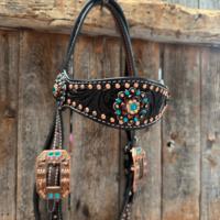 Ensemble de luxe têtière et collier de poitrail pour cheval de style western, en cuir de qualité supérieure avec strass, fait main, équipement d'équitation personnalisé