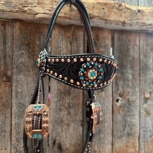 Ensemble de luxe têtière et collier de poitrail pour cheval de style western, en cuir de qualité supérieure avec strass, fait main, équipement d'équitation personnalisé - Product Image 2
