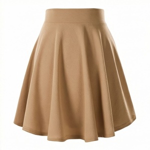 Women High Waist A-Line <b>Mini</b> Skirt Solid Color Pleated Comfortable Cotton Polyester Woven All Seasons Style - Product Image 1