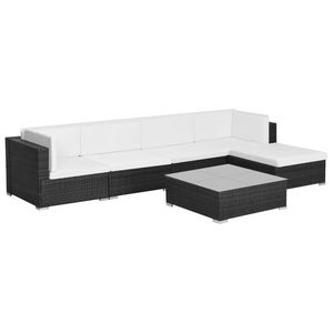 Ensemble de 6 canapés de patio crème, blanc et noir pour jardin - Product Image 1