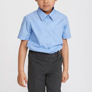 Chemises à manches courtes bleu clair pour filles Uniforme scolaire Chemise d'uniforme pour élèves du primaire avec poche - Product Image 4