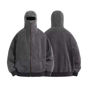 Sweat à capuche de haute qualité avec masque intégré, 100% French Terry épais, fermeture éclair, impression personnalisée du logo, style streetwear, pour hommes. - Product Image 1