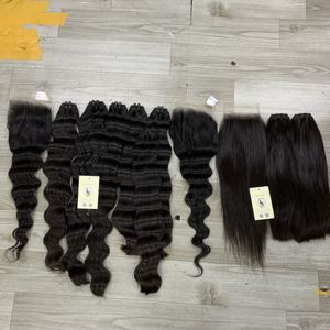 Cheveux humains vietnamiens bruts 5x5 HD closure Wavy Straight Bundles Double Drawn Weft Extensions - Product Image 3